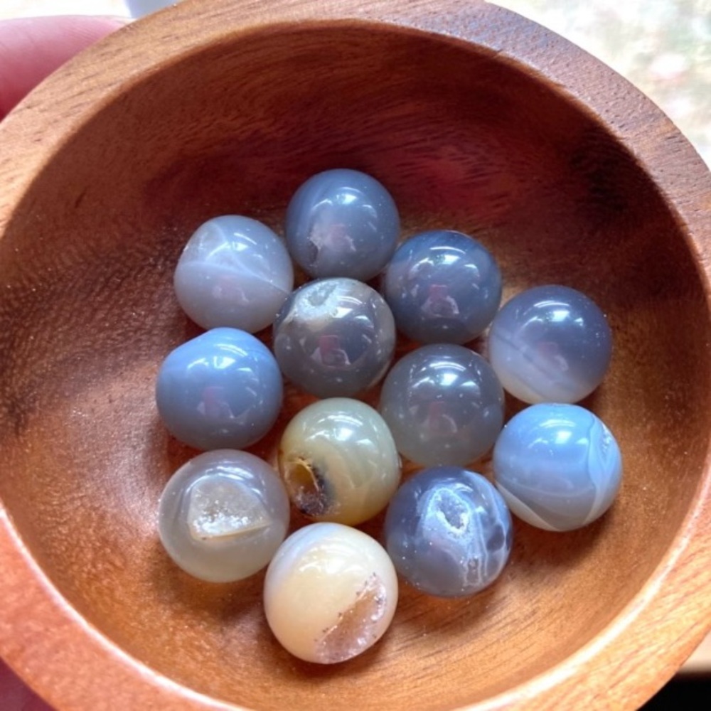 Agate Druzy Crystal Spheres for Manifesting and Meditation. Small Round Crystals